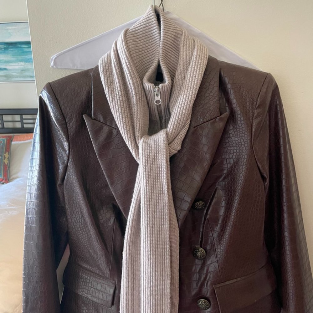 Veronica Beard Vegan Leather Cooke Dickey Jacket